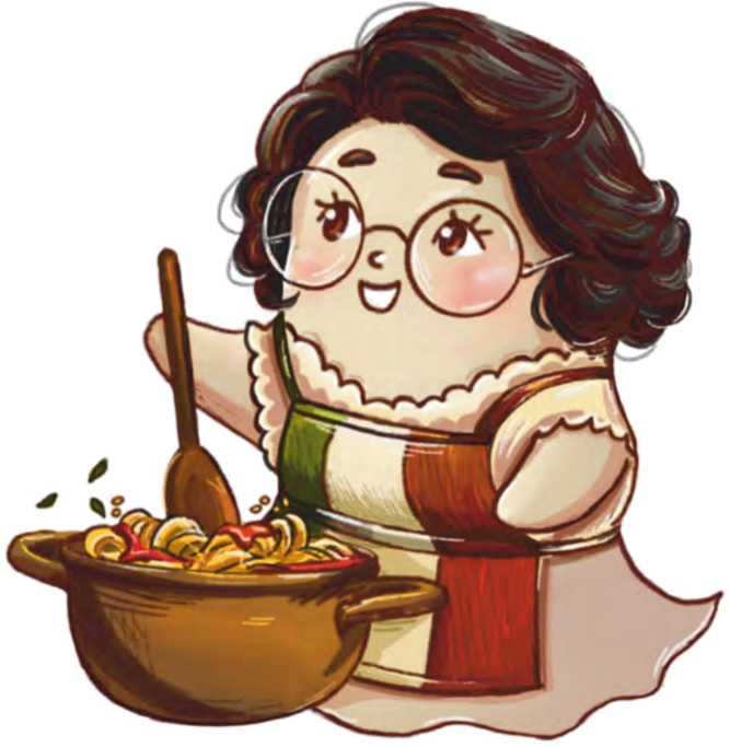 Nonna Fantasma, a friendly Italian ghost grandmother cooking pasta
